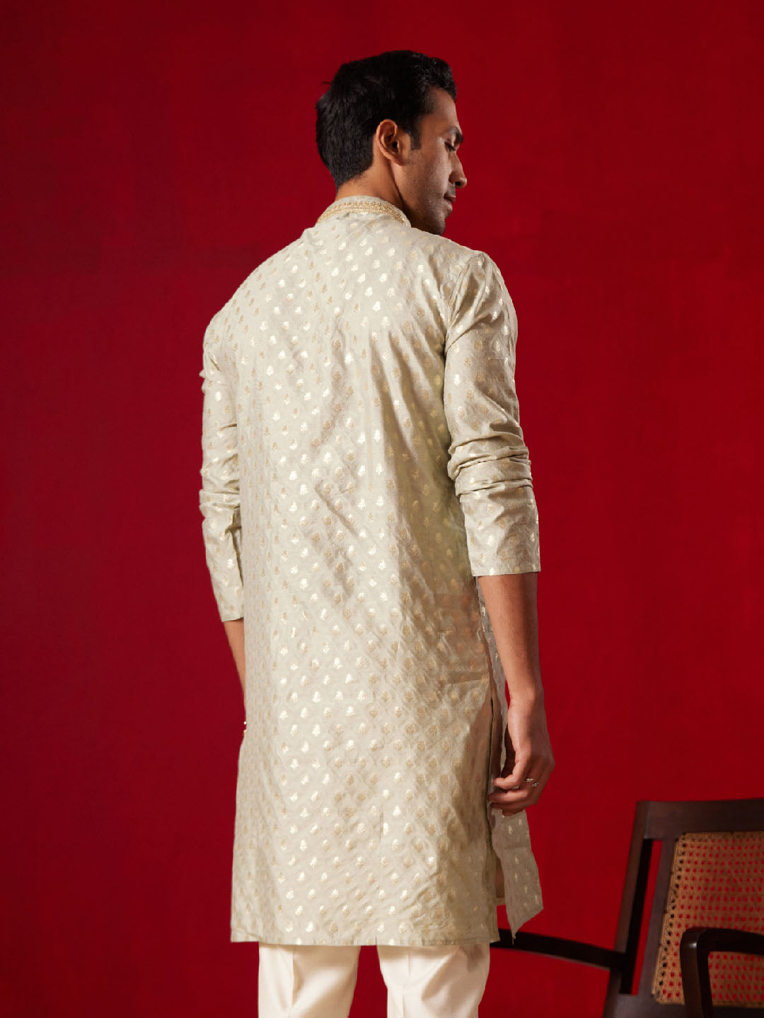 Men's Green Silk Blend Kurta