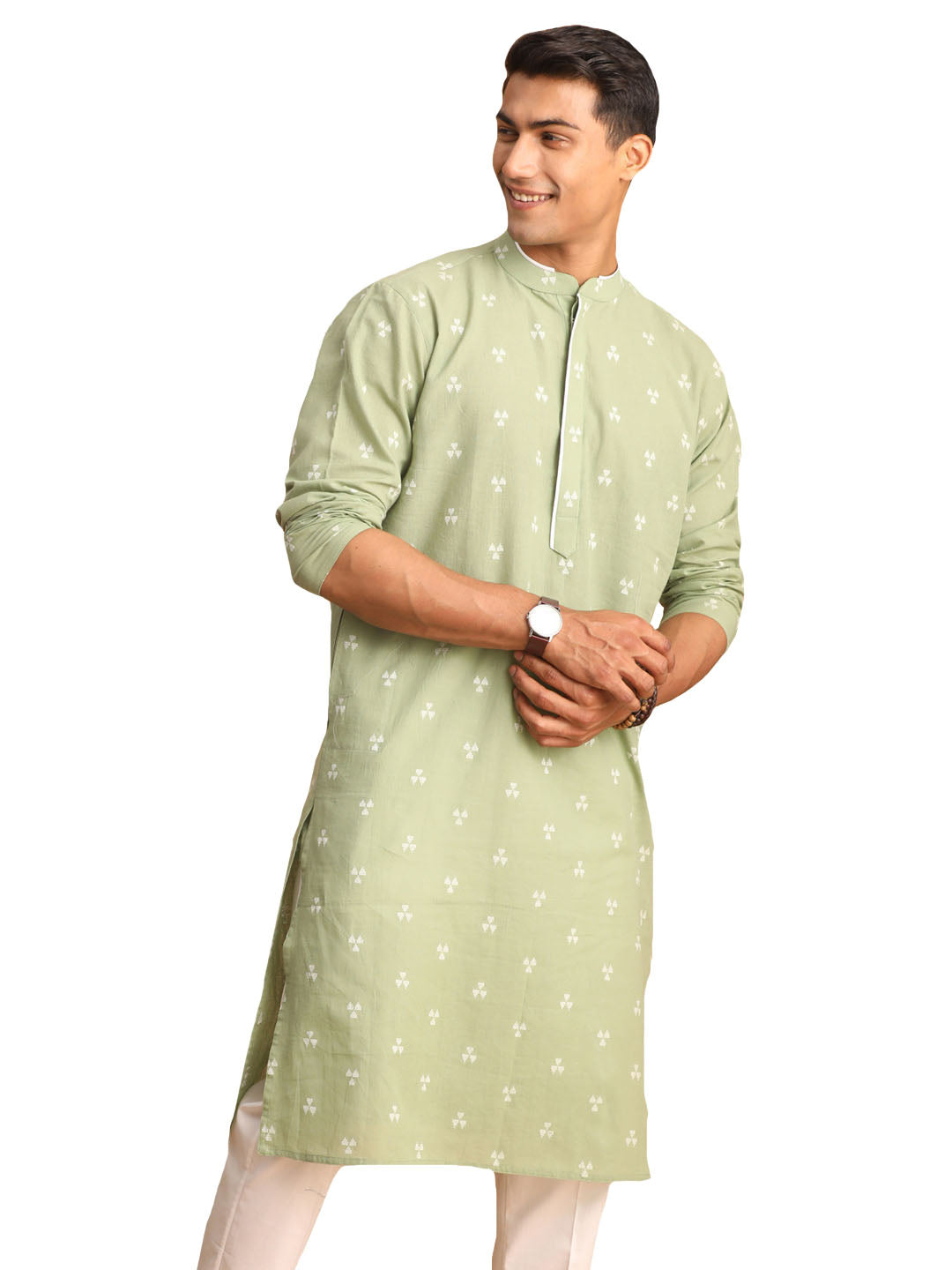 Men's Green Cotton Kurta