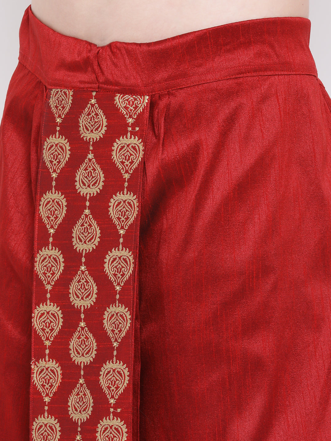 Men's Maroon Silk Blend Dhoti