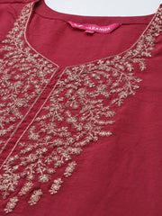 womens embroidered kurta paired with embroidered trouser and ombre dupatta