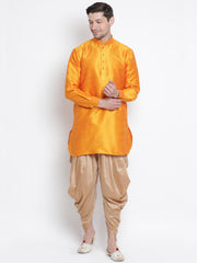 Men's Orange Silk Blend Kurta