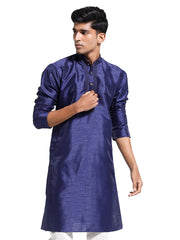 Men's Navy Blue Dupion Silk Kurta