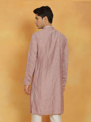 Men's Pink Silk Blend Kurta