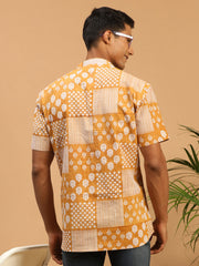 Men's Mustard Cotton Short Kurta