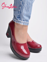 Shoetopia Solid Cherry Pumps For Women & Girls