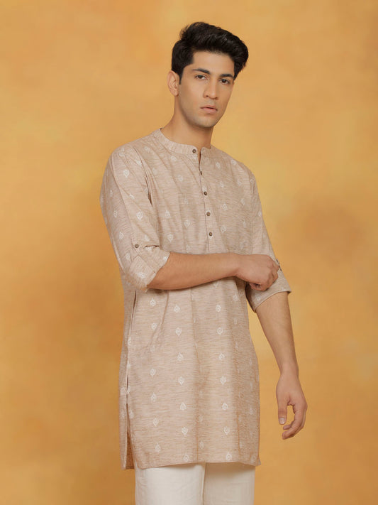 Men's Beige Cotton Kurta