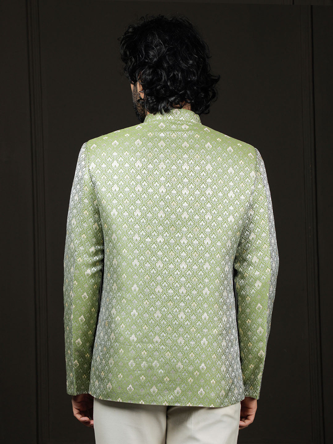 Men's Green Silk Blend Jodhpuri