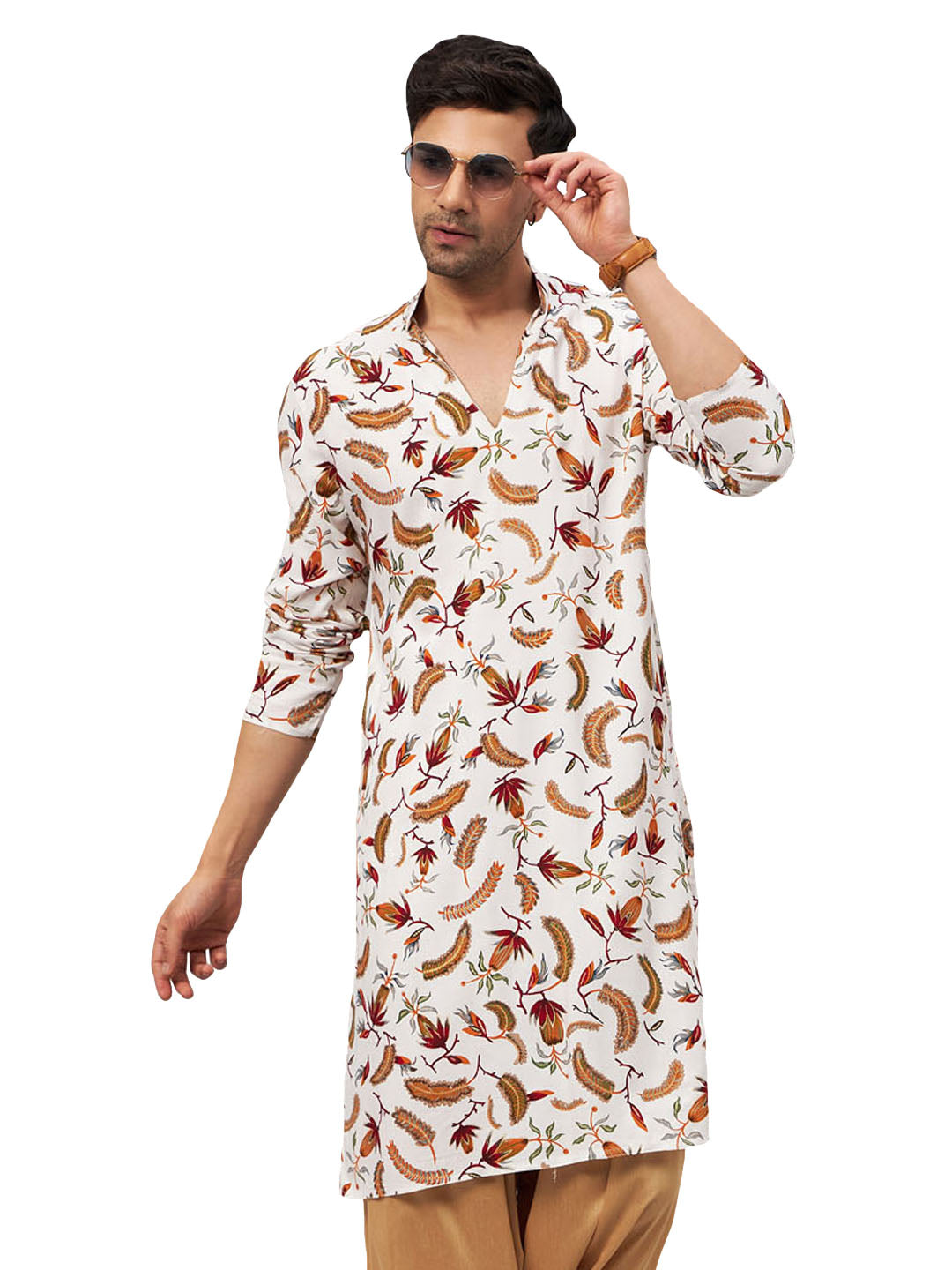 Men's White Rayon Kurta