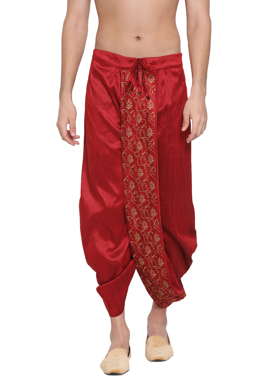 Men's Maroon Silk Blend Dhoti