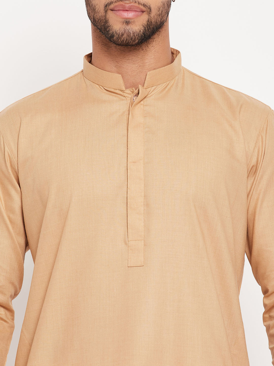 Men's Beige Cotton Blend Kurta