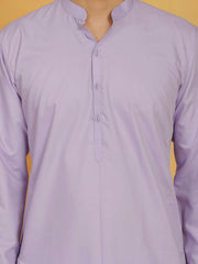 Men's Lavender Cotton Silk Kurta And Pyjama Set