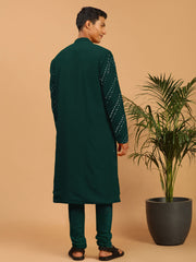 Men's Green Georgette Kurta Pyjama Set