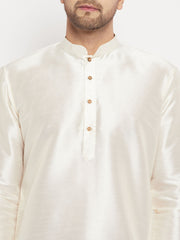 Men's White Silk Blend Kurta