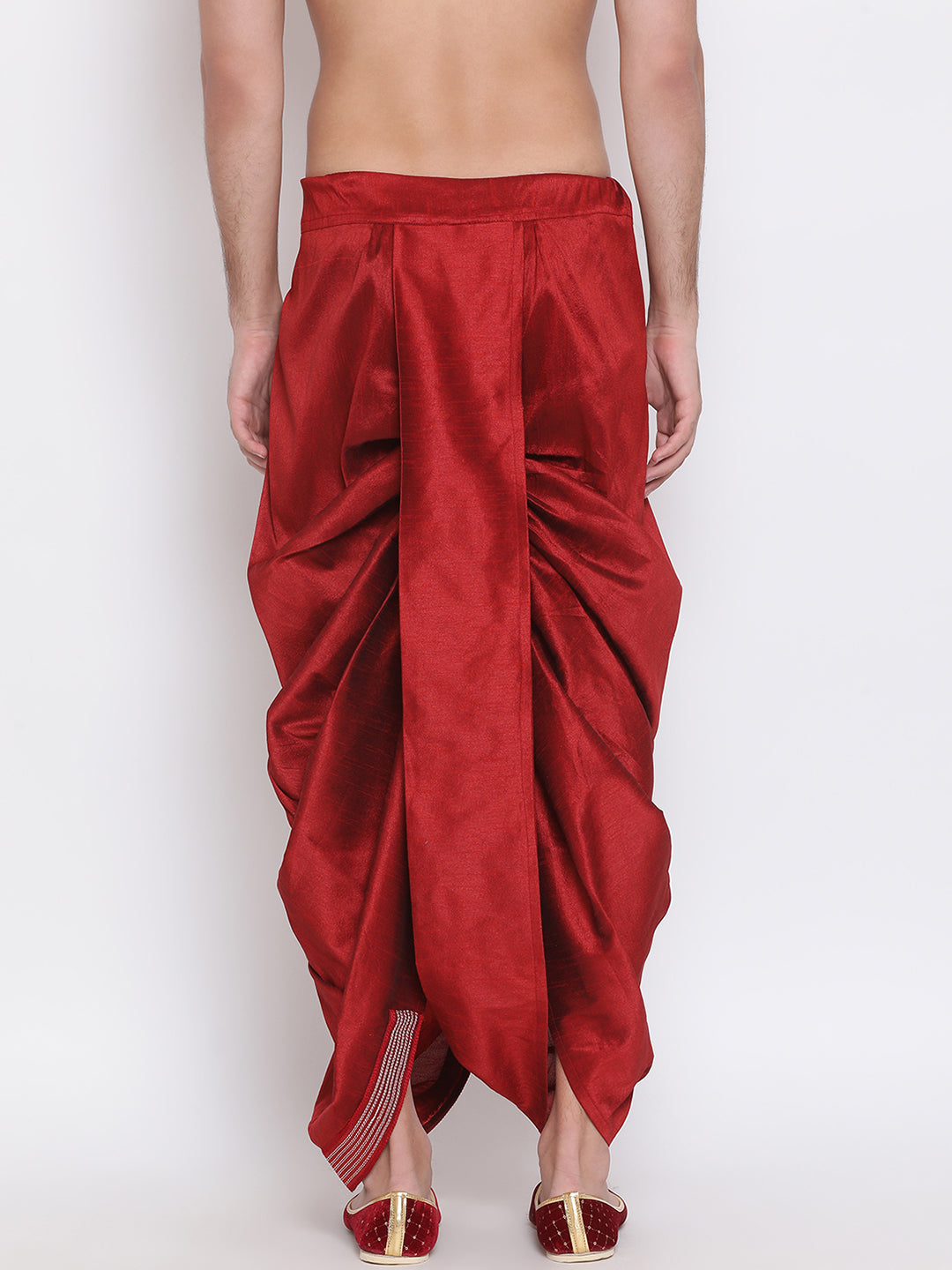 Men's Maroon Silk Blend Dhoti