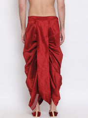 Men's Maroon Silk Blend Dhoti