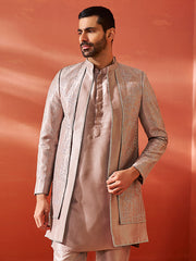 Men's Rose Gold Silk Blend Sherwani Only Top