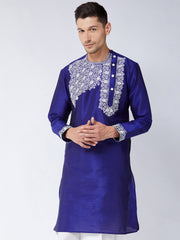 Men's Blue Silk Blend Kurta