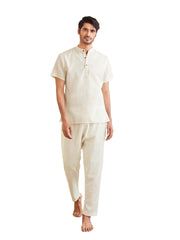 Men's White Cotton Kurta Pyjama Set