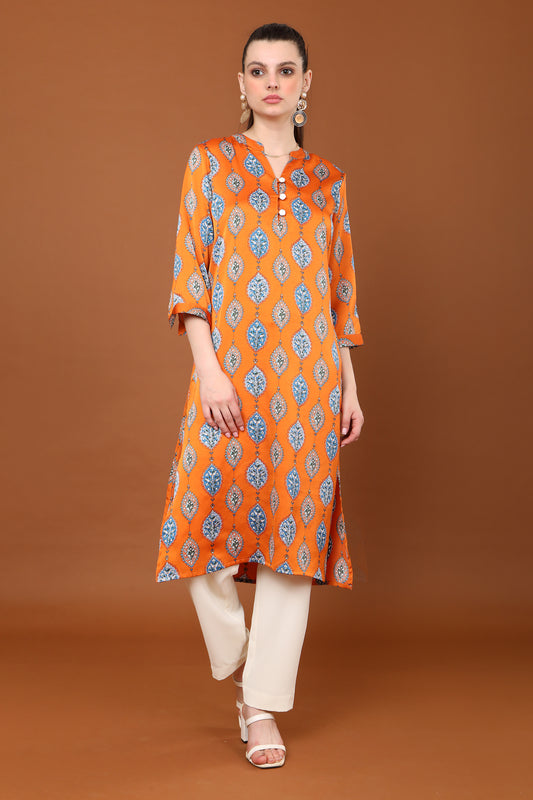 Gia Printed V Neck Kurta