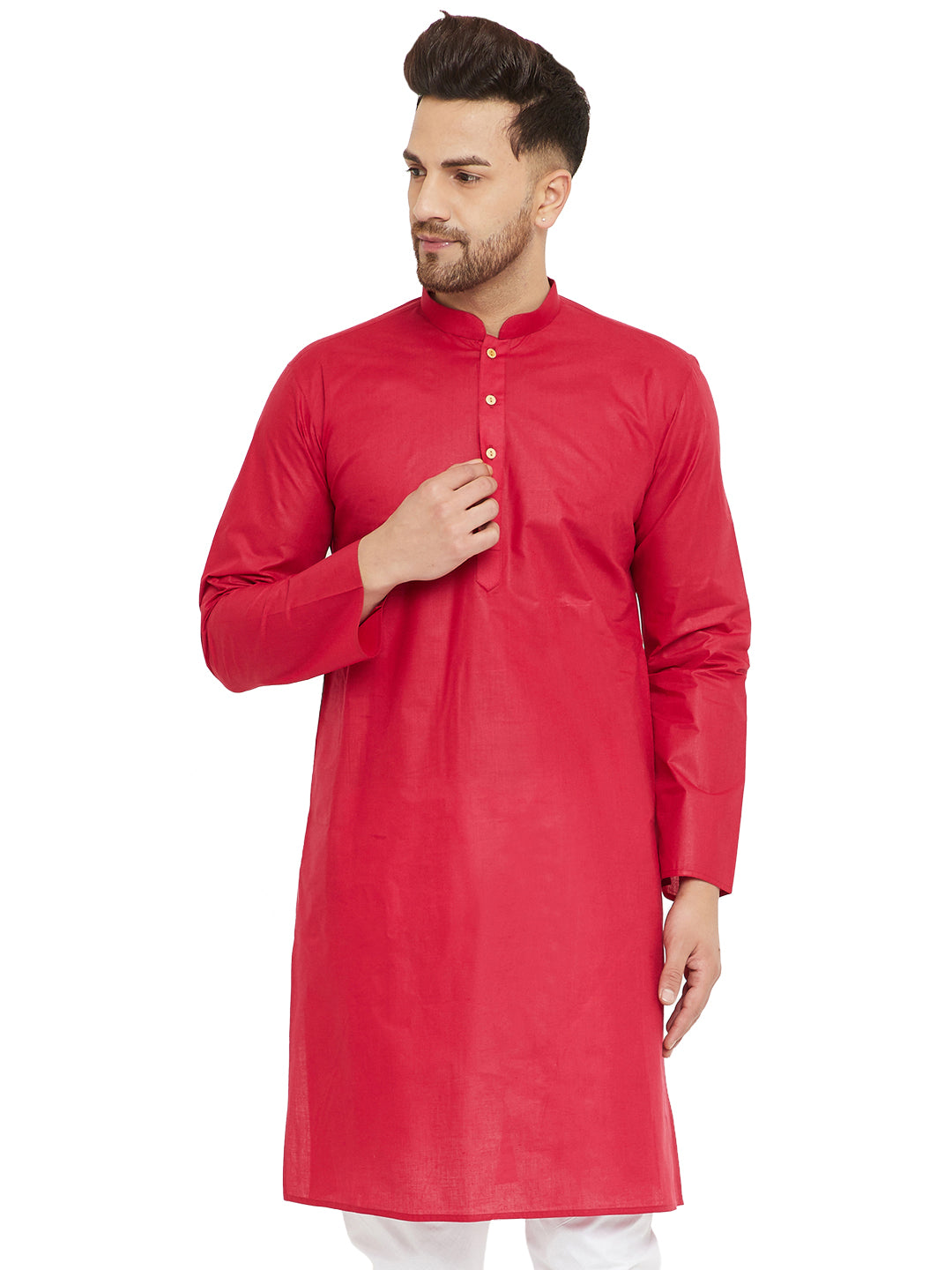 Men's Maroon Cotton Kurta