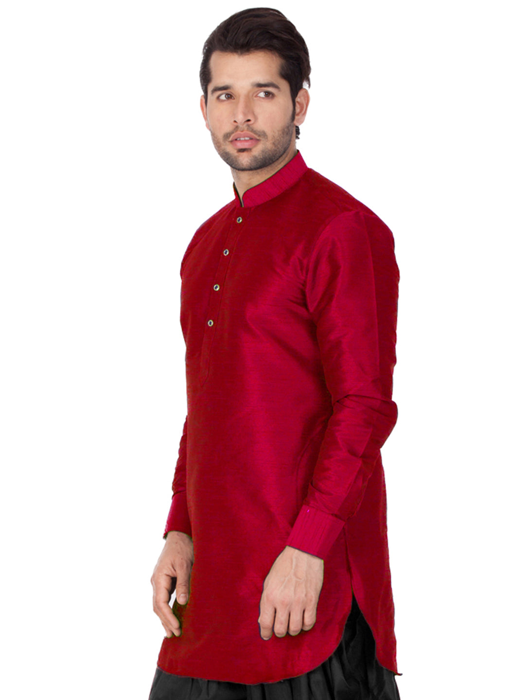 Men's Maroon Silk Blend Kurta