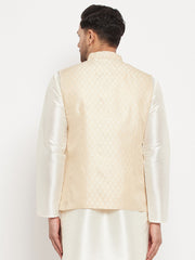 Men's White Silk Blend Nehru Jacket