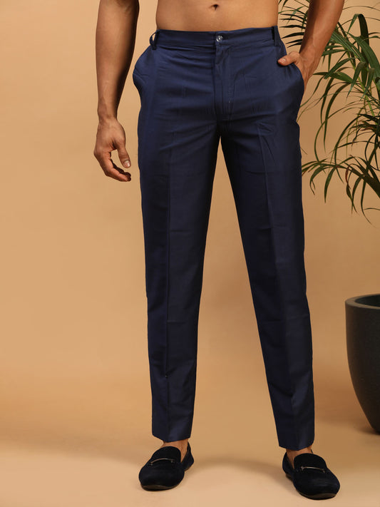 Men's Navy Blue Viscose Pant Style Pyjama