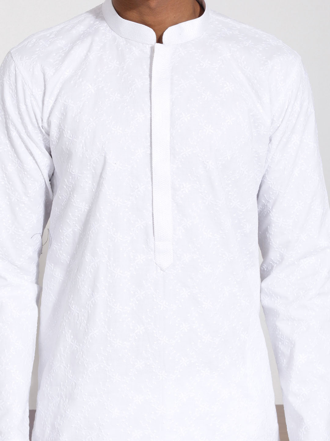 Men's White Cotton Kurta Pyjama Set