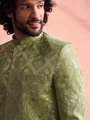 Men's Mint Green Georgette Sherwani Only Top