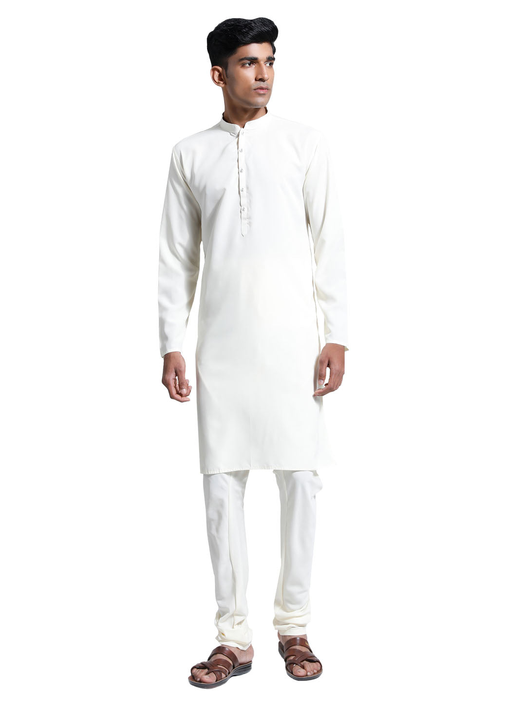 Men's Cream Crepe Kurta And Pyjama