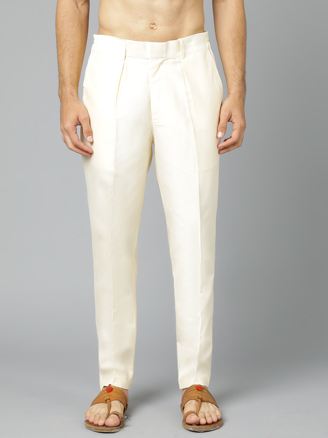 Men's Cream Viscose Pant Style Pyjama