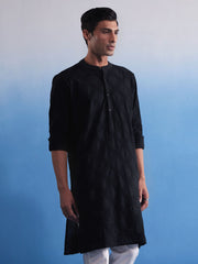 Men's Black Cotton Kurta