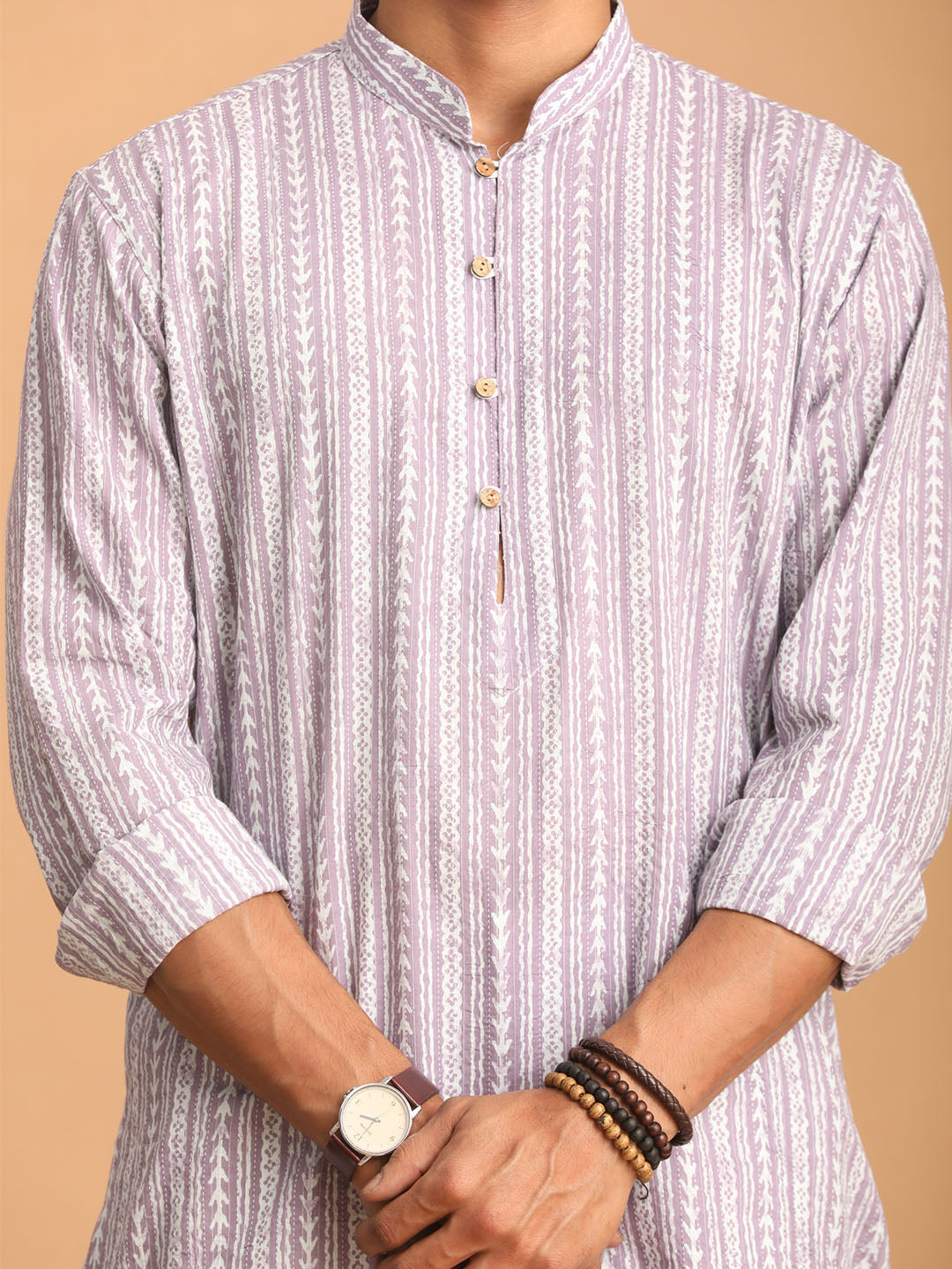 Men's Purple Cotton Kurta