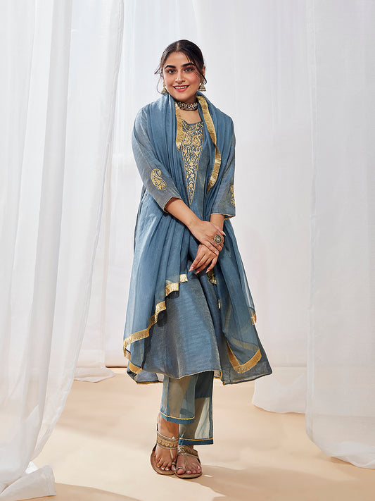 Women's Grey Kurta Set