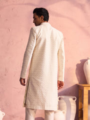 Men's Cream Silk Blend Sherwani Only Top