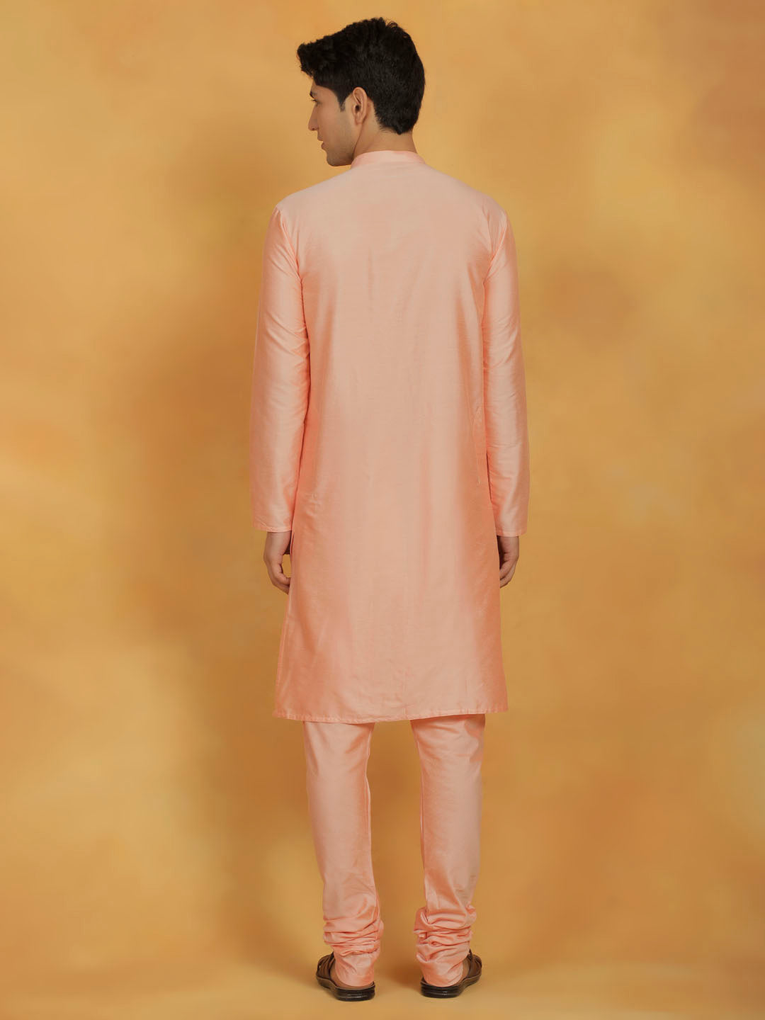 Men's Peach Viscose Kurta Pyjama Set