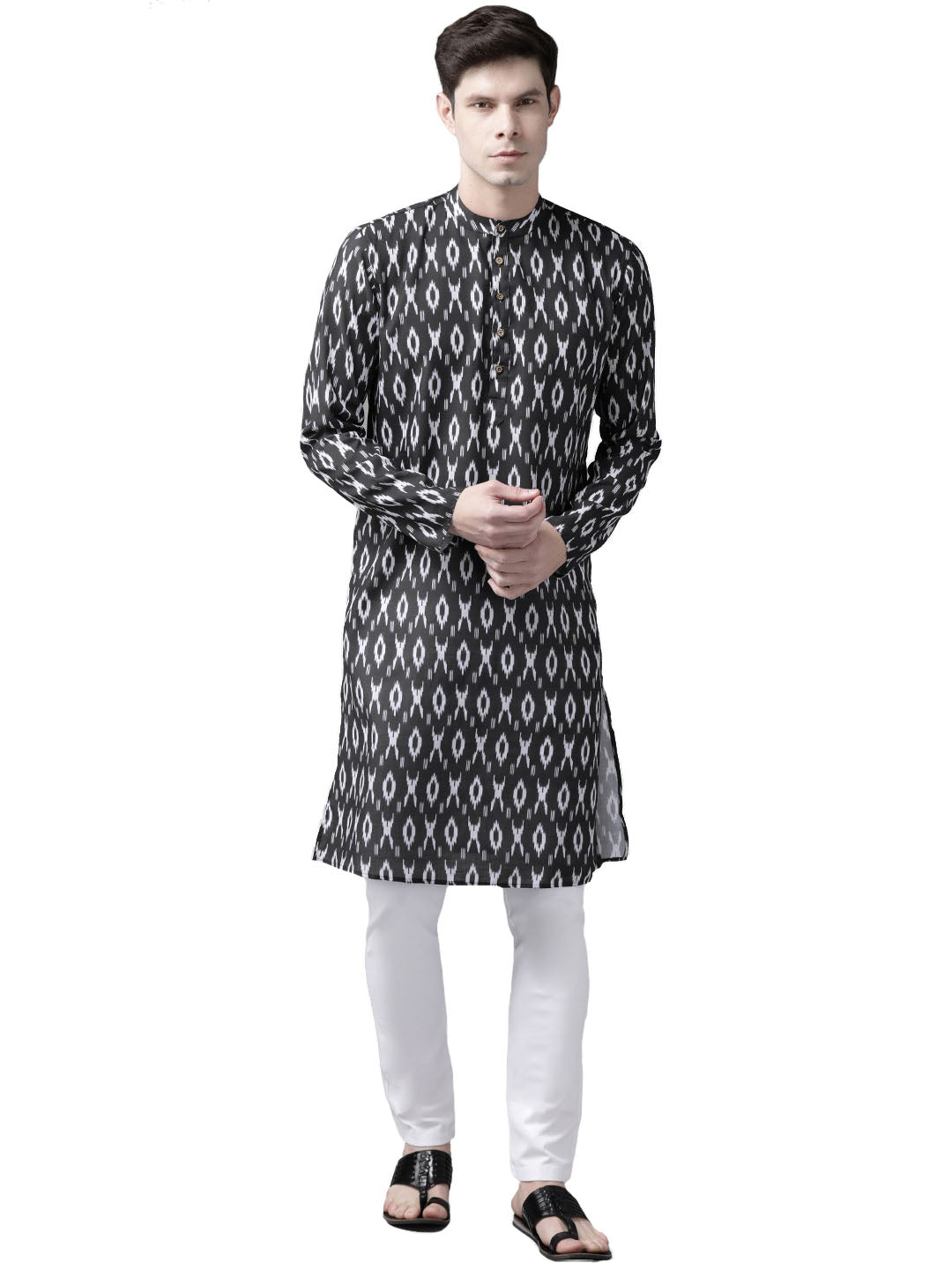 Men's Black Cotton Blend Kurta