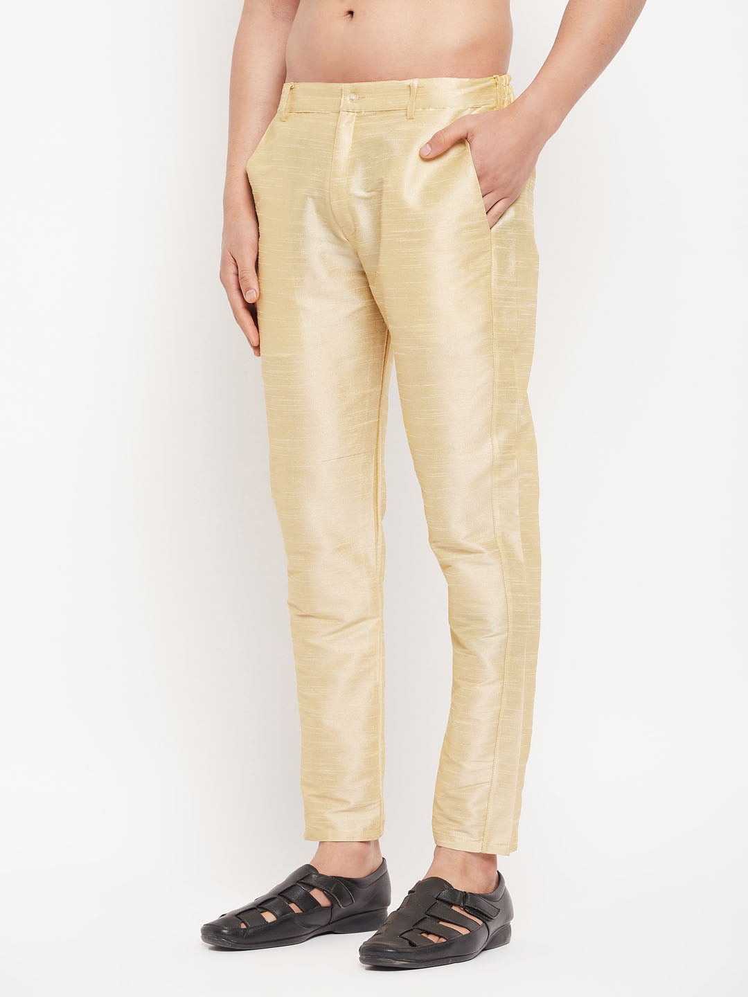 Men's Gold Silk Blend Pant Style Pyjama