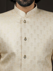 Men's Gold Silk Blend Sherwani Only Top