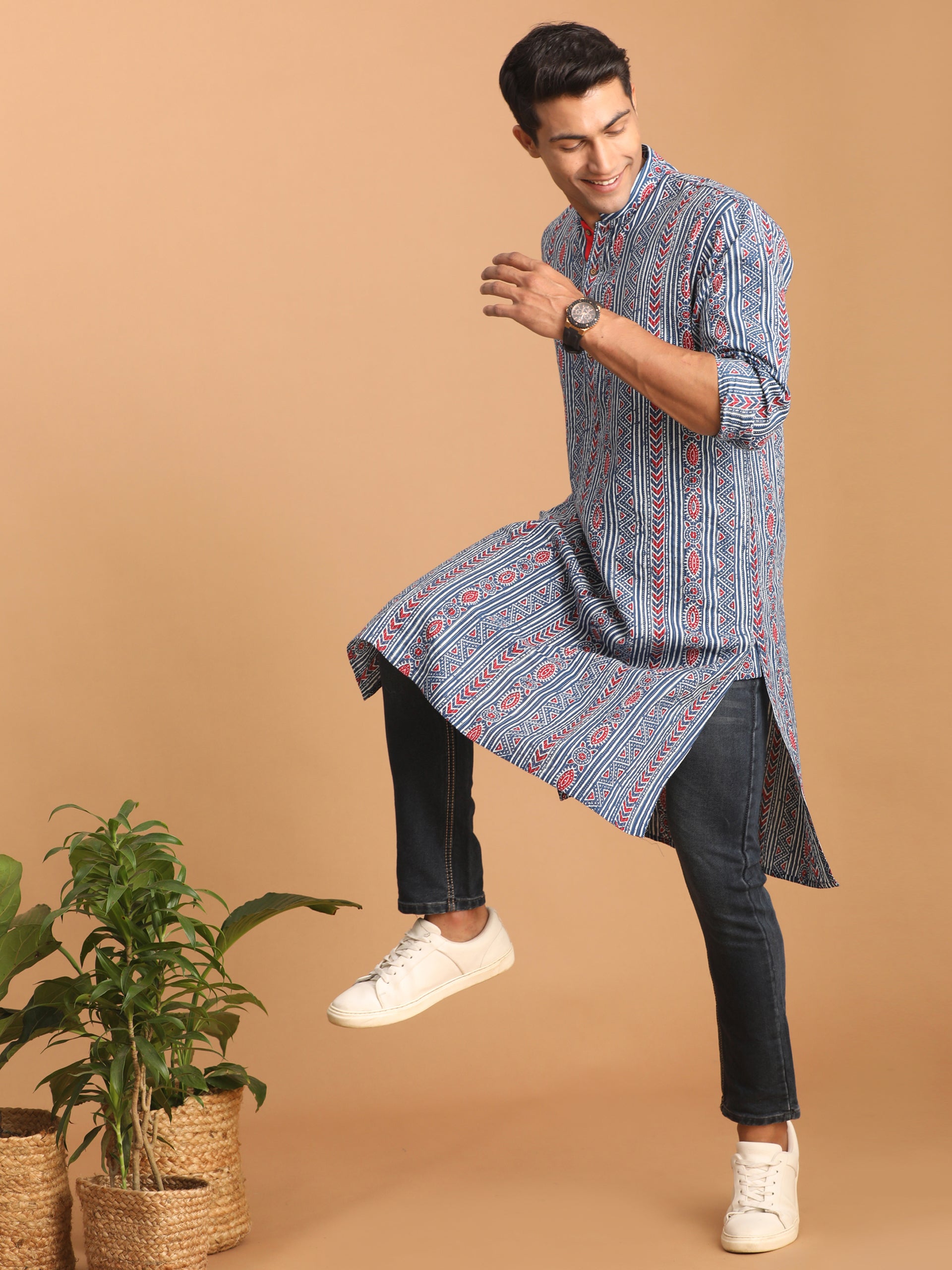 Men's Indigo Blue Cotton Kurta