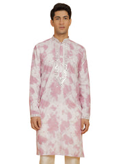 Men's Pink Cotton Blend Kurta