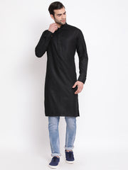 Men's Black Cotton Blend Kurta