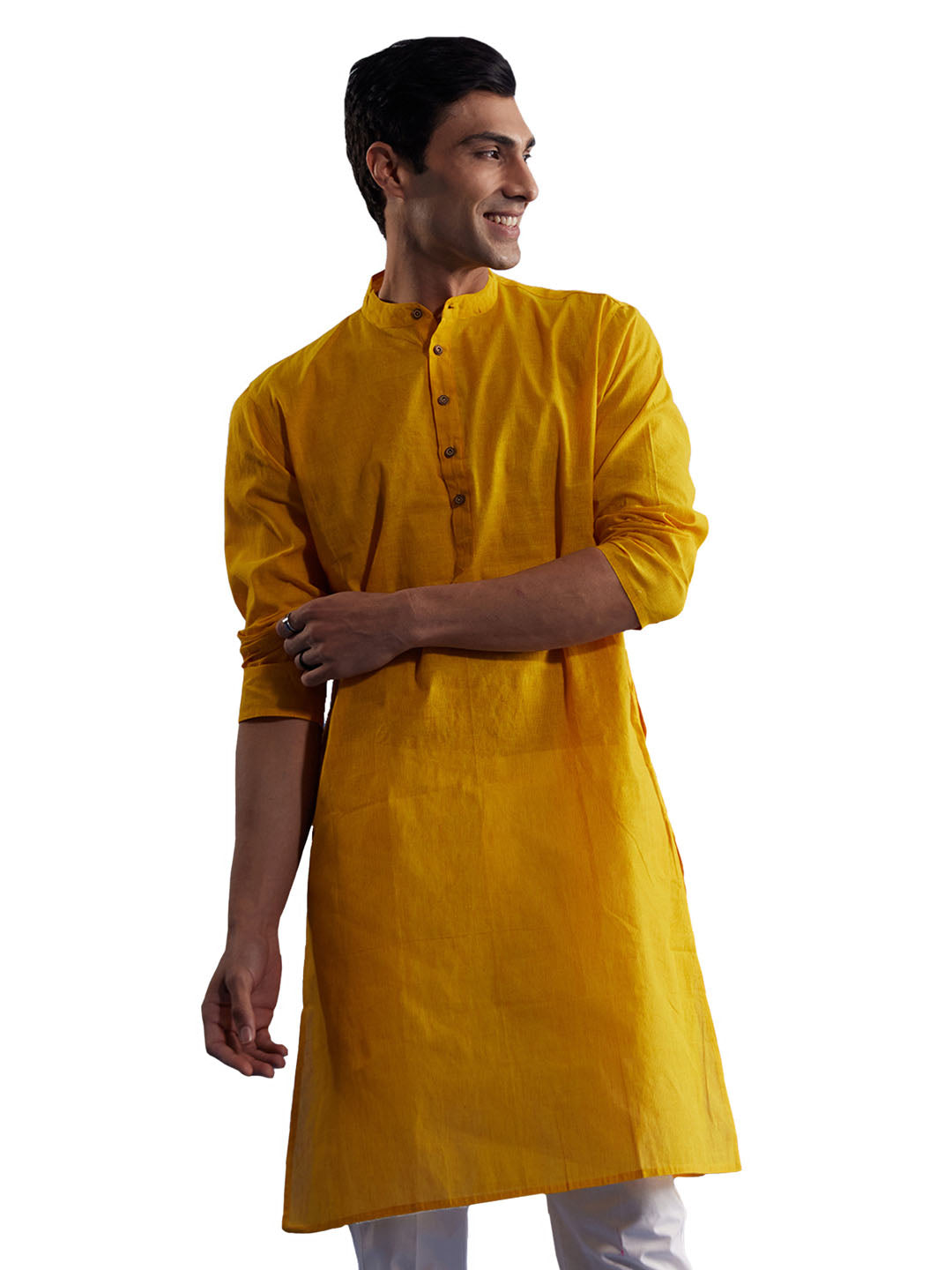 Men's Mustard Pure Cotton Kurta