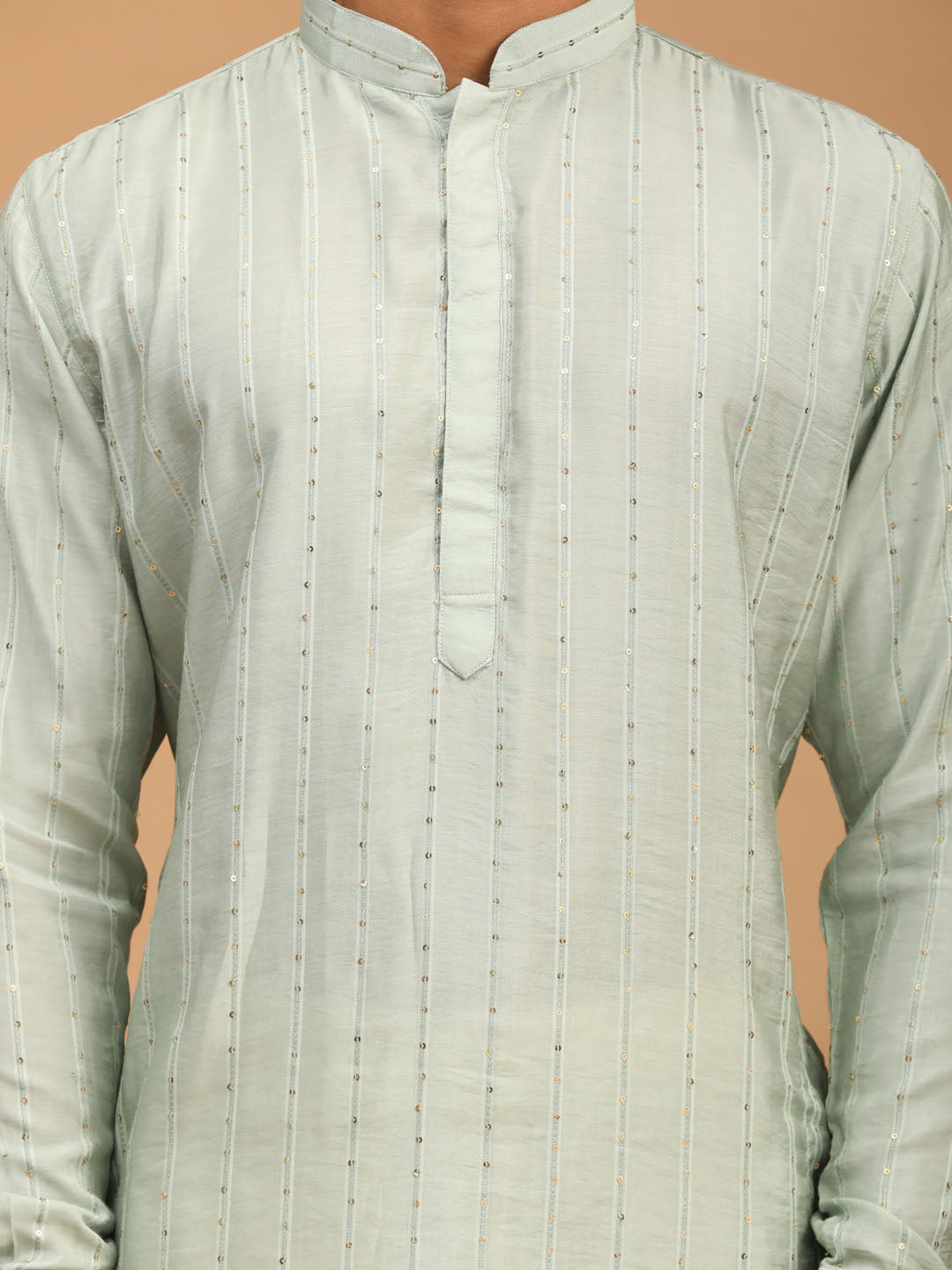 Men's Green Cotton Blend Kurta