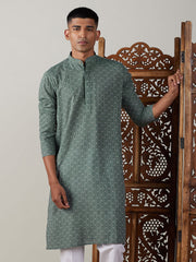 Men's Green Cotton Kurta