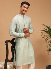 Men's Green Cotton Blend Kurta