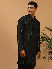 Men's Black Viscose Kurta