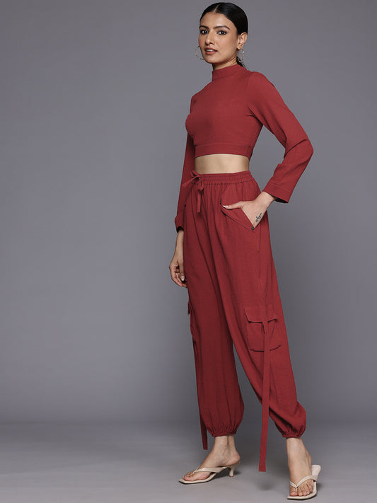 Women Rust Long Sleeves  Joggers Co-Ord