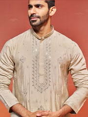 Men's Gray Silk Blend Kurta