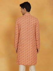 Men's Orange Maslin Kurta